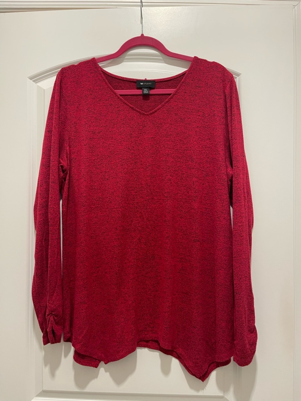Deep Red V-Neck Pullover Top